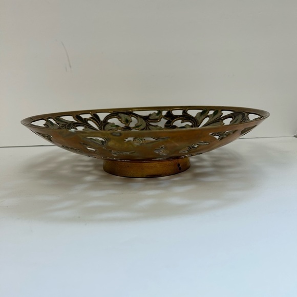 Brass, openwork cutout bowls with enamel color design /STUNNING/ set of 2 - Picture 5 of 10